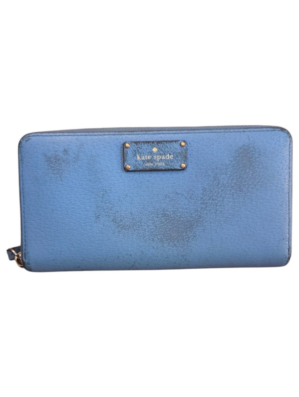 kate spade new york blue pebbled leather zip around continental wallet WLRU2820